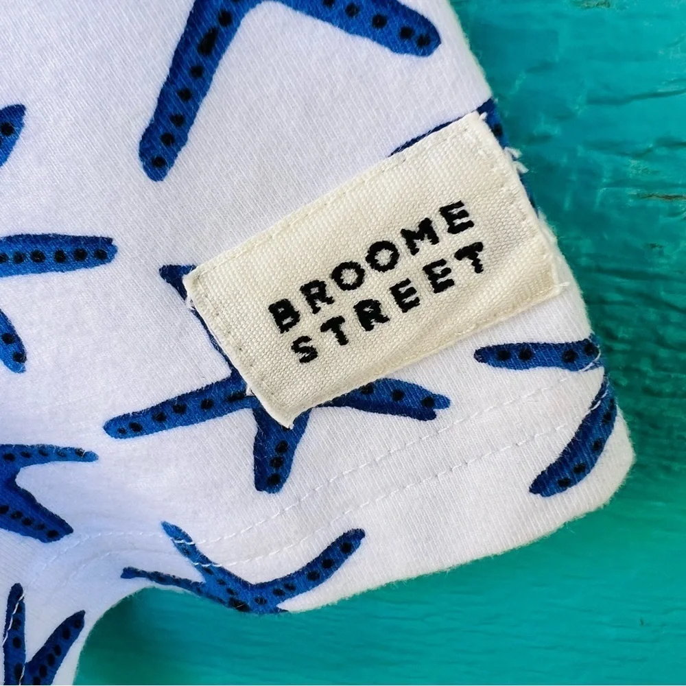 KATE SPADE BROOME STREET SOFT COTTON STARFISH NAUTICAL BLUE WHITE DRESS SMALL